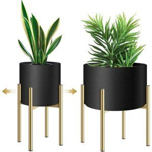 Plant Stand, Metal Plant Stands Adjustable for 8 - 12 inches Pot,  Gold 1Pack